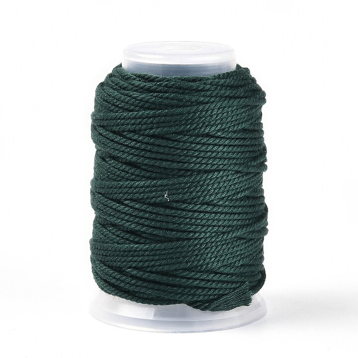 Rola ata Macrame din bumbac, grosime 1,5mm, rola de aprox. 22m - verde inchis