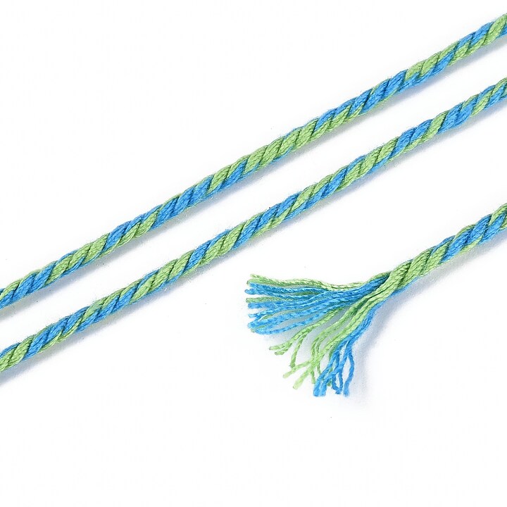 Rola ata Macrame din bumbac, grosime 1,5mm, rola de aprox. 22m - doua culori albastru verde