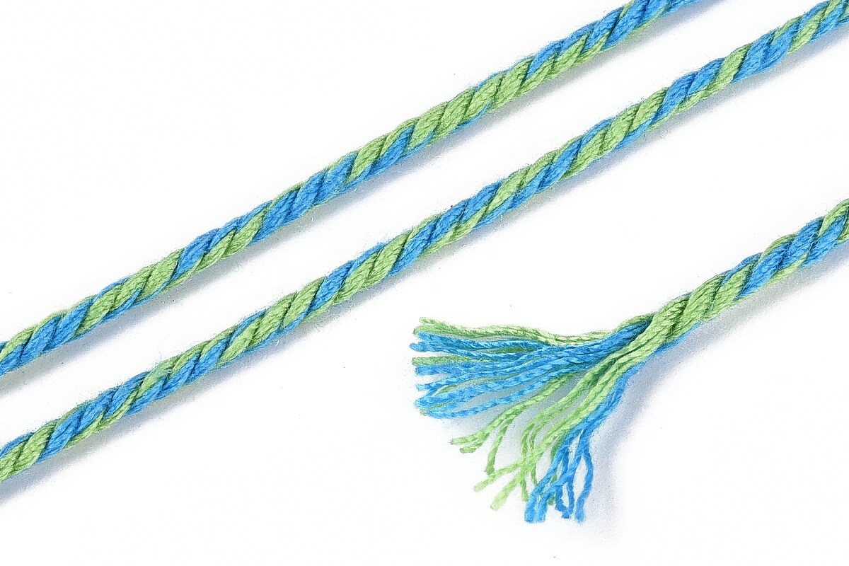 Rola ata Macrame din bumbac, grosime 1,5mm, rola de aprox. 22m - doua culori albastru verde