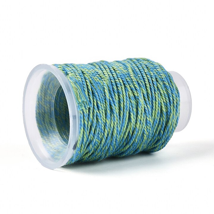 Rola ata Macrame din bumbac, grosime 1,5mm, rola de aprox. 22m - doua culori albastru verde