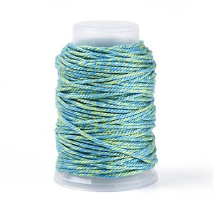 Rola ata Macrame din bumbac, grosime 1,5mm, rola de aprox. 22m - doua culori albastru verde
