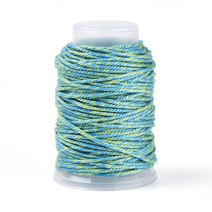 Rola ata Macrame din bumbac, grosime 1,5mm, rola de aprox. 22m - doua culori albastru verde