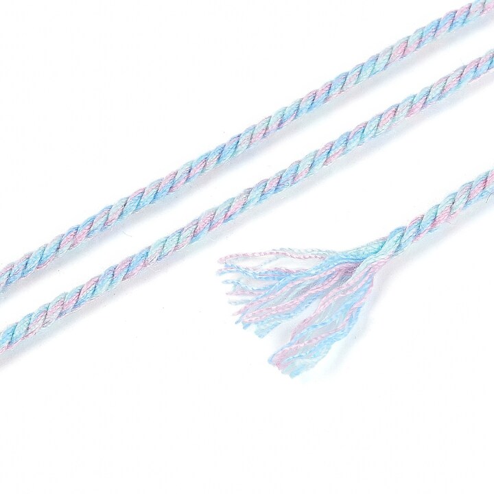 Rola ata Macrame din bumbac, grosime 1,5mm, rola de aprox. 22m - doua culori bleu lila