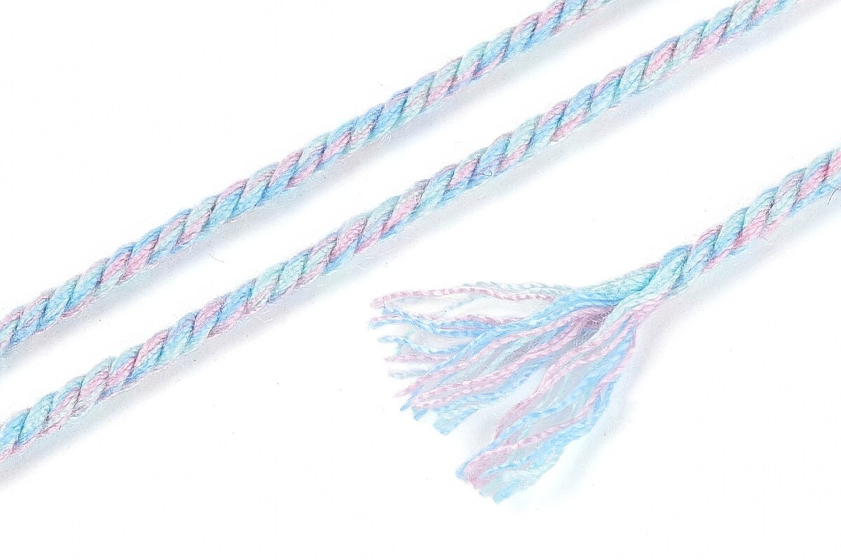 Rola ata Macrame din bumbac, grosime 1,5mm, rola de aprox. 22m - doua culori bleu lila
