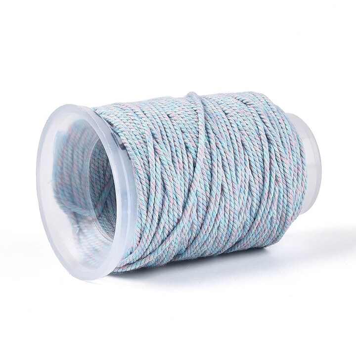Rola ata Macrame din bumbac, grosime 1,5mm, rola de aprox. 22m - doua culori bleu lila