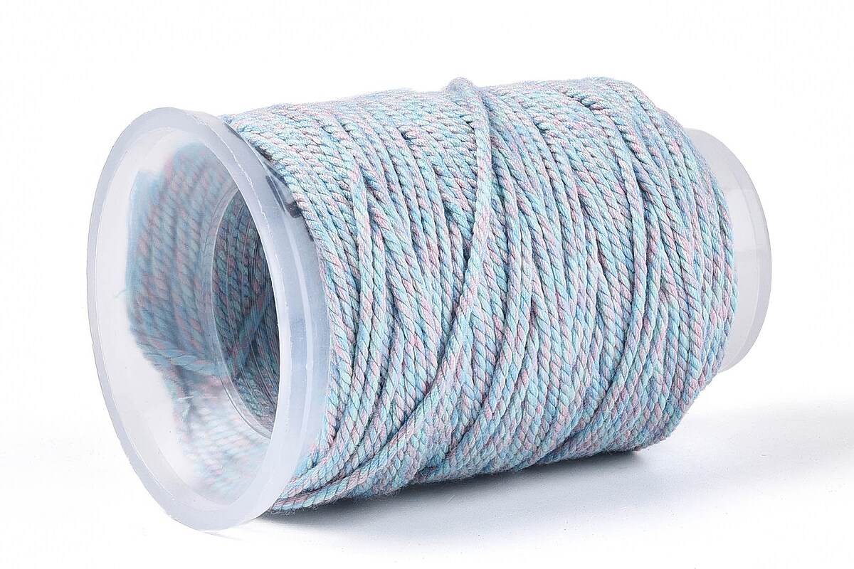 Rola ata Macrame din bumbac, grosime 1,5mm, rola de aprox. 22m - doua culori bleu lila