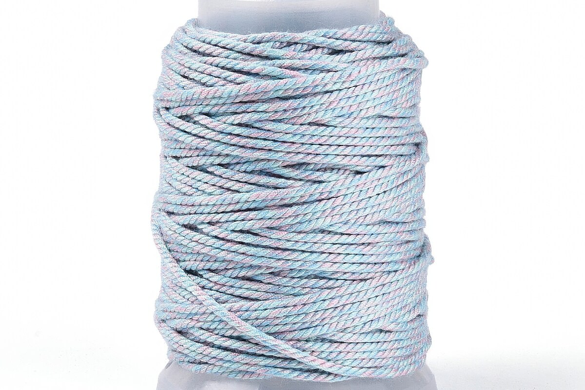 Rola ata Macrame din bumbac, grosime 1,5mm, rola de aprox. 22m - doua culori bleu lila