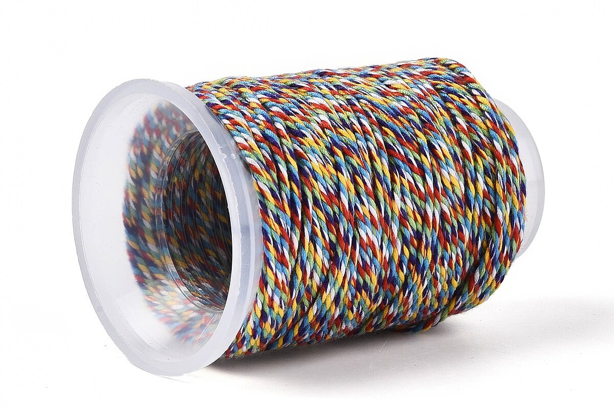 Rola ata Macrame din bumbac, grosime 1,5mm, rola de aprox. 22m - multicolor