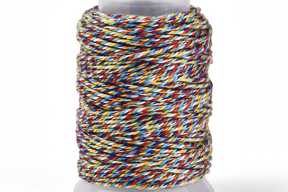 Rola ata Macrame din bumbac, grosime 1,5mm, rola de aprox. 22m - multicolor