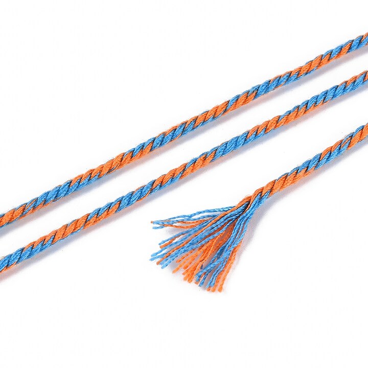 Rola ata Macrame din bumbac, grosime 1,5mm, rola de aprox. 22m - albastru portocaliu