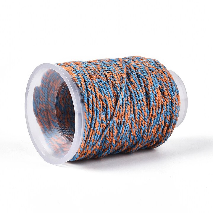 Rola ata Macrame din bumbac, grosime 1,5mm, rola de aprox. 22m - albastru portocaliu