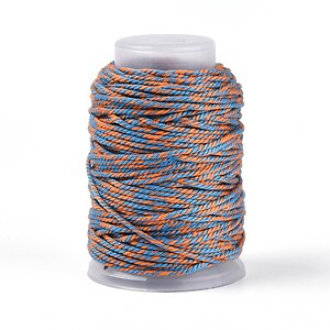 Rola ata Macrame din bumbac, grosime 1,5mm, rola de aprox. 22m - albastru portocaliu