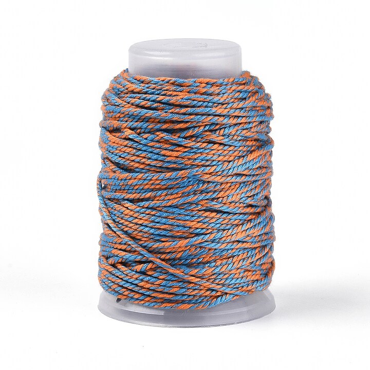 Rola ata Macrame din bumbac, grosime 1,5mm, rola de aprox. 22m - albastru portocaliu
