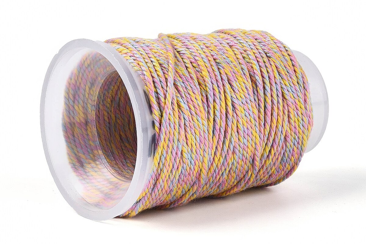 Rola ata Macrame din bumbac, grosime 1,5mm, rola de aprox. 22m - pastel