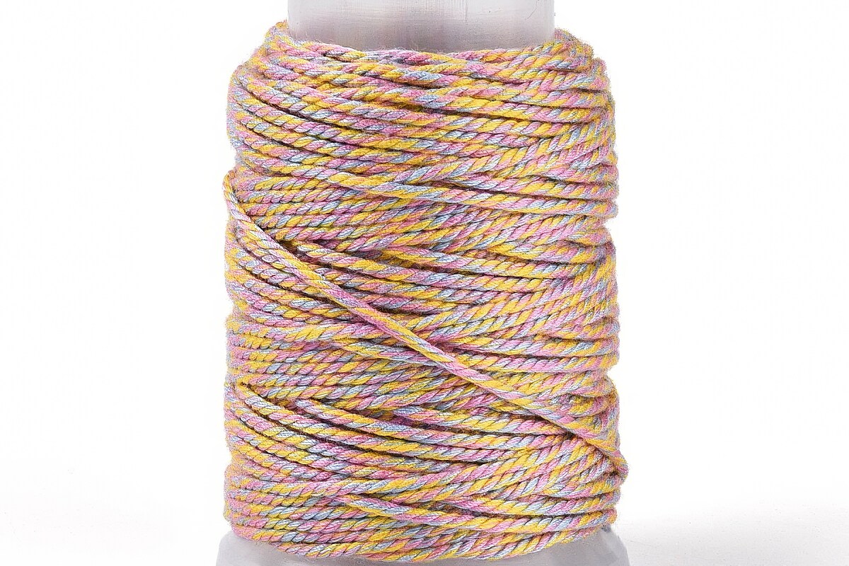 Rola ata Macrame din bumbac, grosime 1,5mm, rola de aprox. 22m - pastel