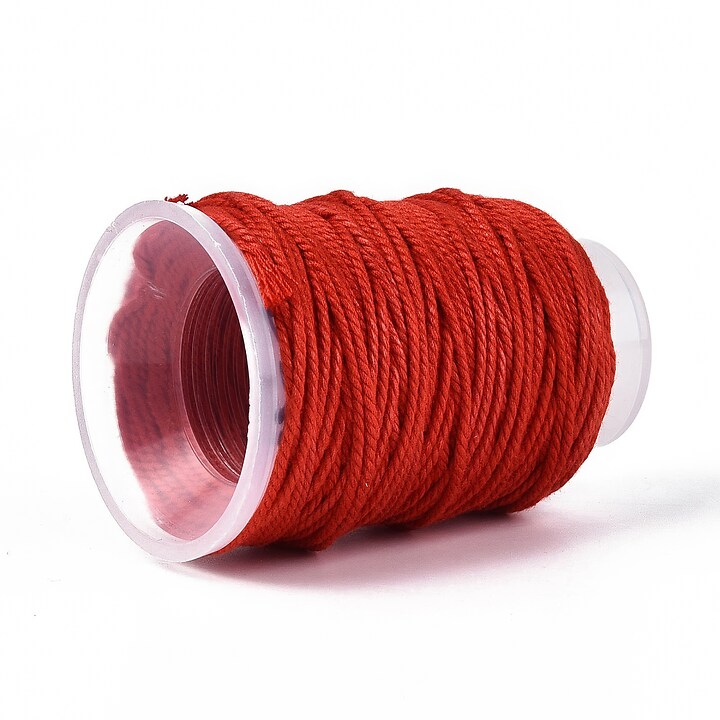 Rola ata Macrame din bumbac, grosime 1,5mm, rola de aprox. 22m - rosu