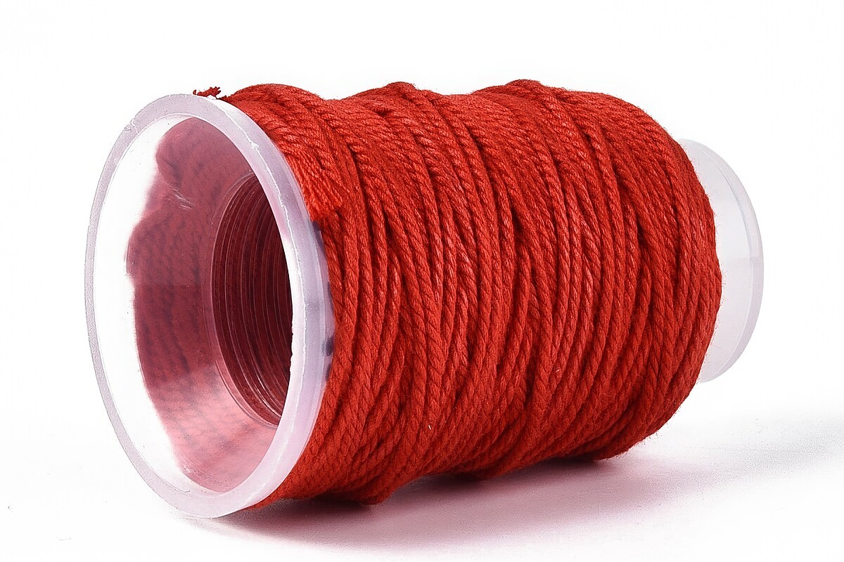 Rola ata Macrame din bumbac, grosime 1,5mm, rola de aprox. 22m - rosu