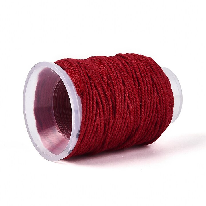 Rola ata Macrame din bumbac, grosime 1,5mm, rola de aprox. 22m - rosu inchis