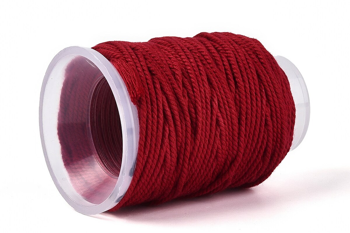 Rola ata Macrame din bumbac, grosime 1,5mm, rola de aprox. 22m - rosu inchis