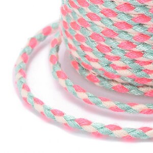 Rola ata Macrame din bumbac cu 4 fire, grosime 1,5mm, rola de aprox. 4m - roz bleu
