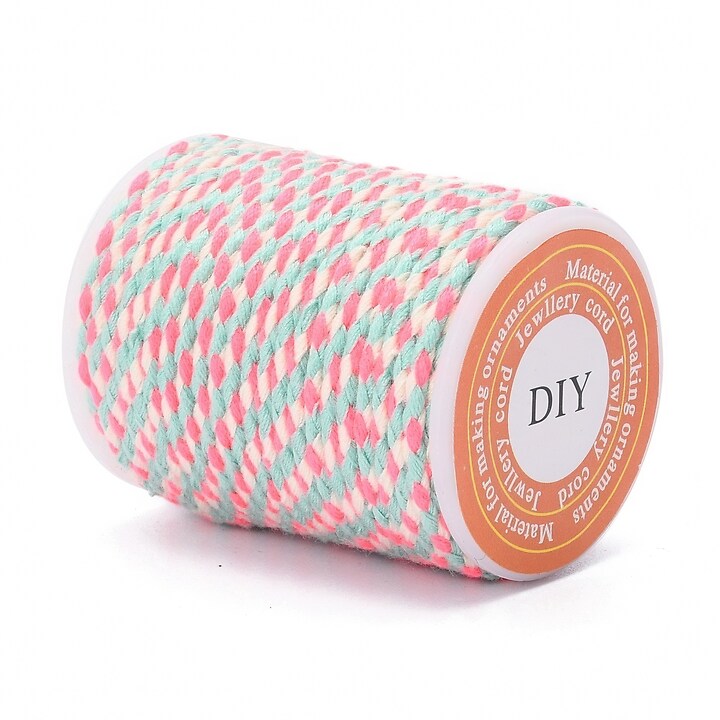 Rola ata Macrame din bumbac cu 4 fire, grosime 1,5mm, rola de aprox. 4m - roz bleu