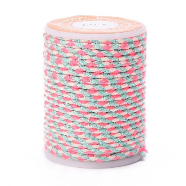 Rola ata Macrame din bumbac cu 4 fire, grosime 1,5mm, rola de aprox. 4m - roz bleu
