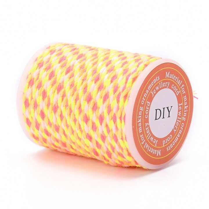 Rola ata Macrame din bumbac cu 4 fire, grosime 1,5mm, rola de aprox. 4m - roz galben
