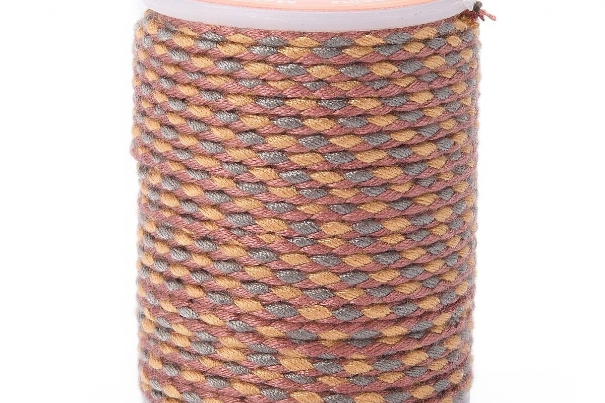 Rola ata Macrame din bumbac cu 4 fire, grosime 1,5mm, rola de aprox. 4m - maro gri