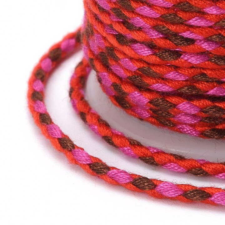 Rola ata Macrame din bumbac cu 4 fire, grosime 1,5mm, rola de aprox. 4m - rosu maro