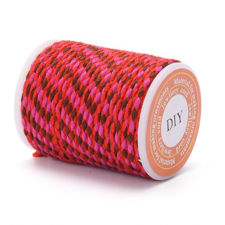 Rola ata Macrame din bumbac cu 4 fire, grosime 1,5mm, rola de aprox. 4m - rosu maro