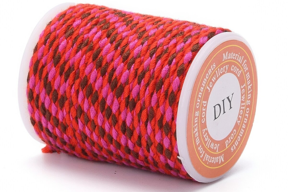 Rola ata Macrame din bumbac cu 4 fire, grosime 1,5mm, rola de aprox. 4m - rosu maro