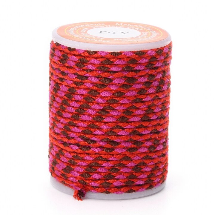 Rola ata Macrame din bumbac cu 4 fire, grosime 1,5mm, rola de aprox. 4m - rosu maro