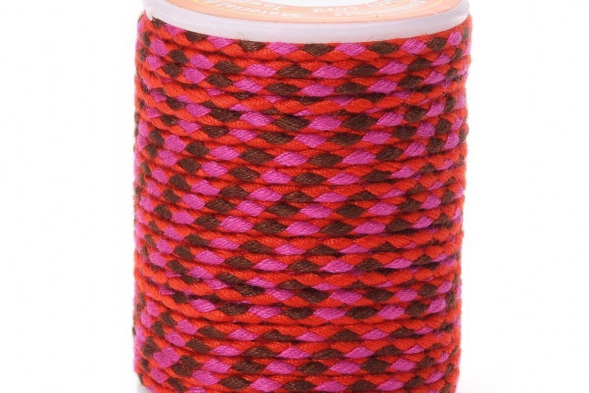 Rola ata Macrame din bumbac cu 4 fire, grosime 1,5mm, rola de aprox. 4m - rosu maro