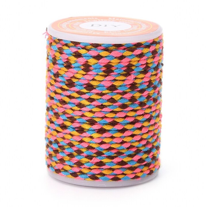 Rola ata Macrame din bumbac cu 4 fire, grosime 1,5mm, rola de aprox. 4m - multicolor