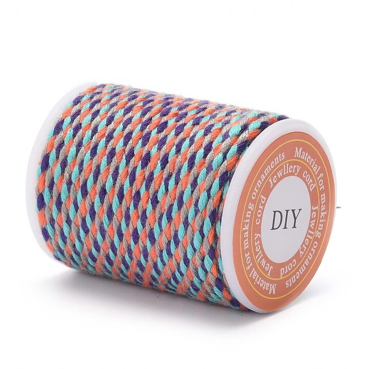Rola ata Macrame din bumbac cu 4 fire, grosime 1,5mm, rola de aprox. 4m - multicolor
