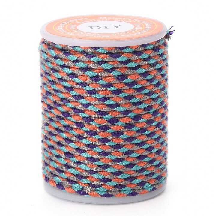 Rola ata Macrame din bumbac cu 4 fire, grosime 1,5mm, rola de aprox. 4m - multicolor