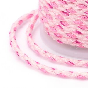Rola ata Macrame din bumbac cu 4 fire, grosime 1,5mm, rola de aprox. 4m - roz