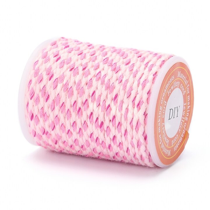 Rola ata Macrame din bumbac cu 4 fire, grosime 1,5mm, rola de aprox. 4m - roz