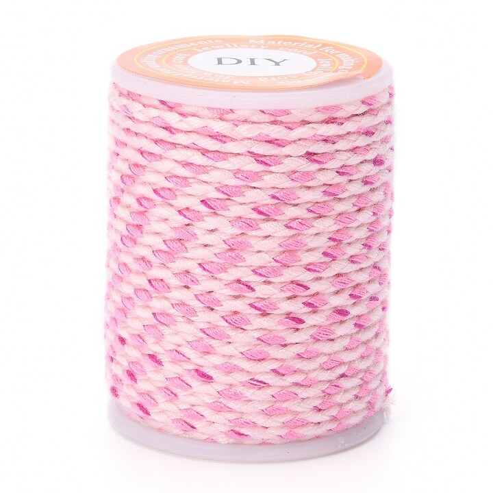 Rola ata Macrame din bumbac cu 4 fire, grosime 1,5mm, rola de aprox. 4m - roz