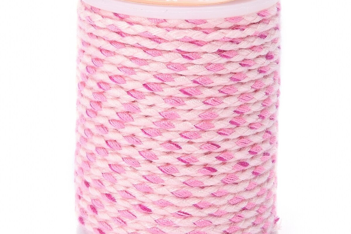 Rola ata Macrame din bumbac cu 4 fire, grosime 1,5mm, rola de aprox. 4m - roz