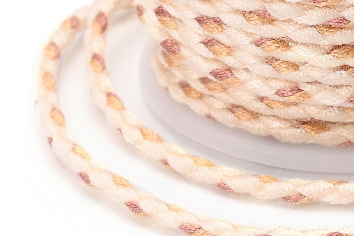 Rola ata Macrame din bumbac cu 4 fire, grosime 1,5mm, rola de aprox. 4m - crem