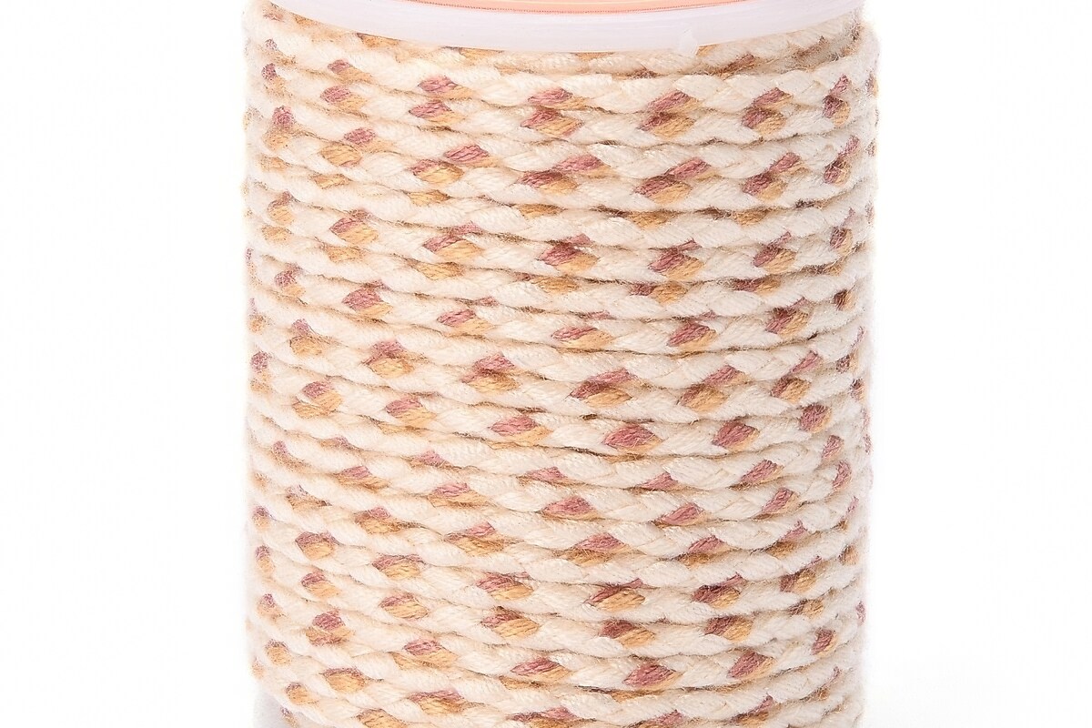 Rola ata Macrame din bumbac cu 4 fire, grosime 1,5mm, rola de aprox. 4m - crem