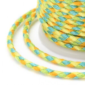 Rola ata Macrame din bumbac cu 4 fire, grosime 1,5mm, rola de aprox. 4m - verde galben