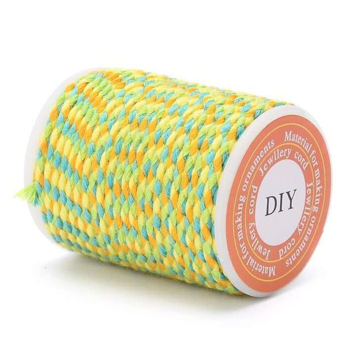 Rola ata Macrame din bumbac cu 4 fire, grosime 1,5mm, rola de aprox. 4m - verde galben