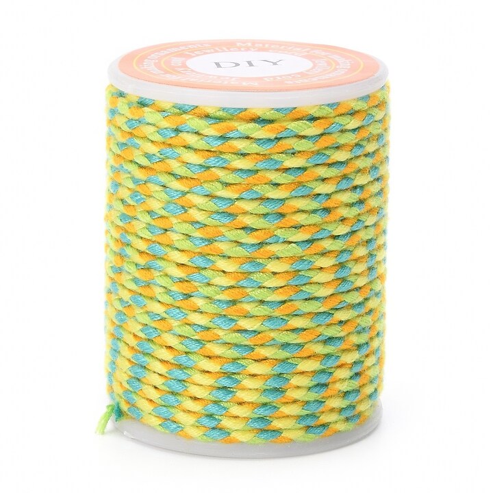 Rola ata Macrame din bumbac cu 4 fire, grosime 1,5mm, rola de aprox. 4m - verde galben