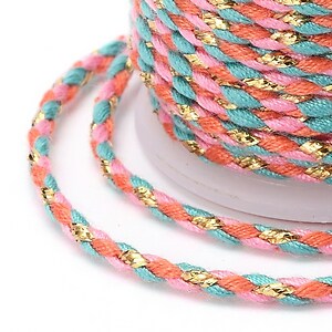 Rola ata Macrame din bumbac cu 4 fire, grosime 1,5mm, rola de aprox. 4m - pastel auriu