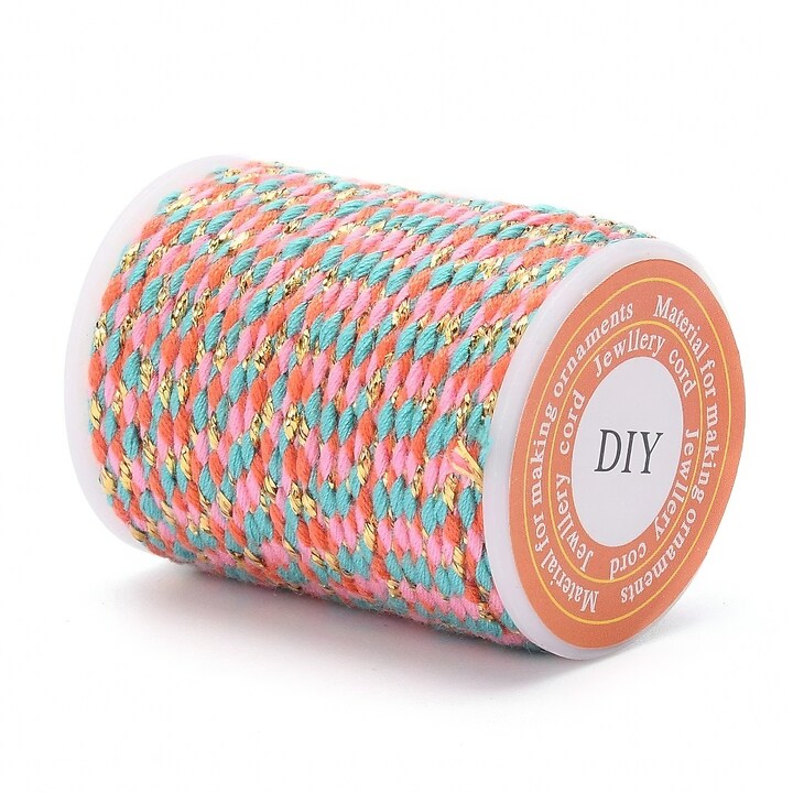 Rola ata Macrame din bumbac cu 4 fire, grosime 1,5mm, rola de aprox. 4m - pastel auriu