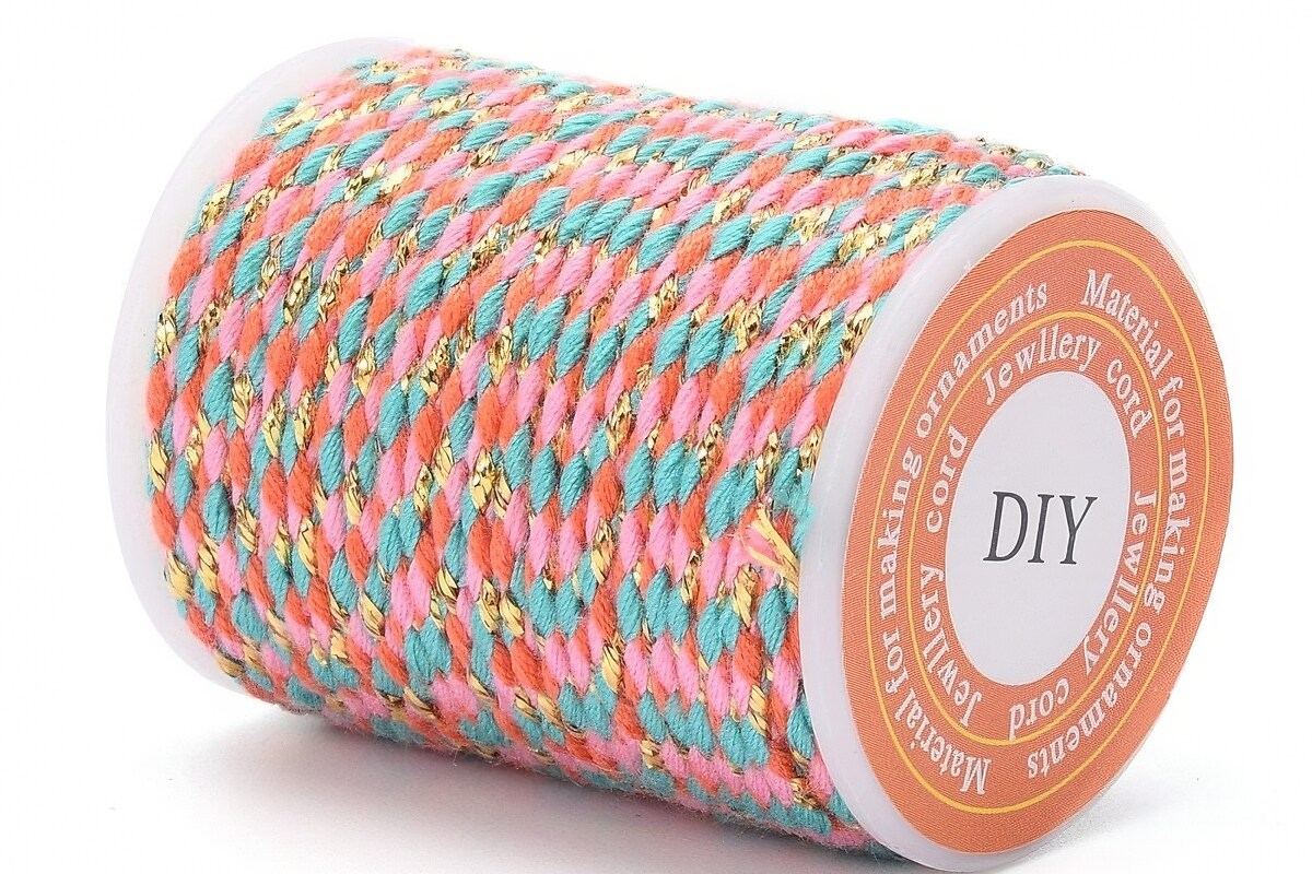 Rola ata Macrame din bumbac cu 4 fire, grosime 1,5mm, rola de aprox. 4m - pastel auriu