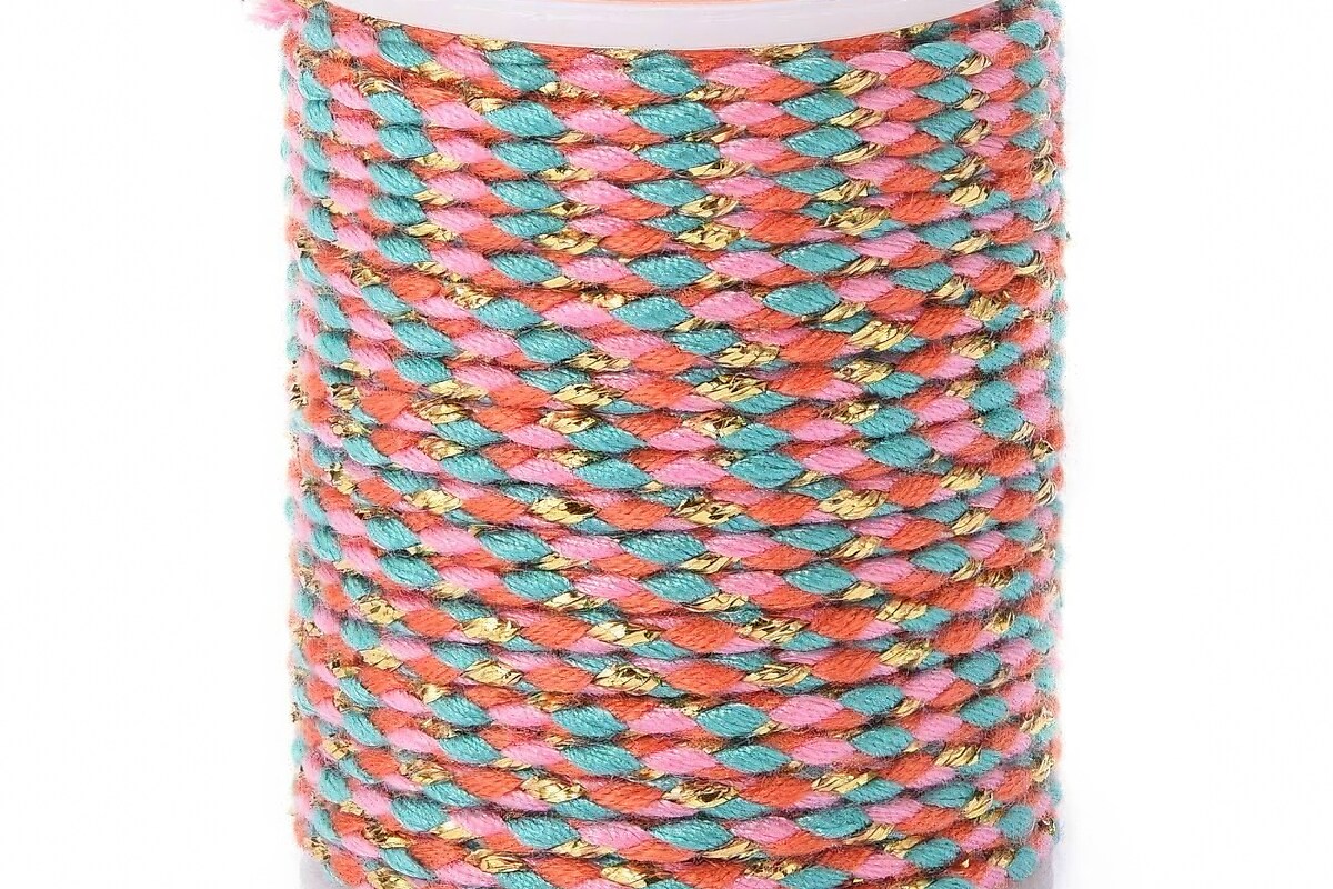 Rola ata Macrame din bumbac cu 4 fire, grosime 1,5mm, rola de aprox. 4m - pastel auriu