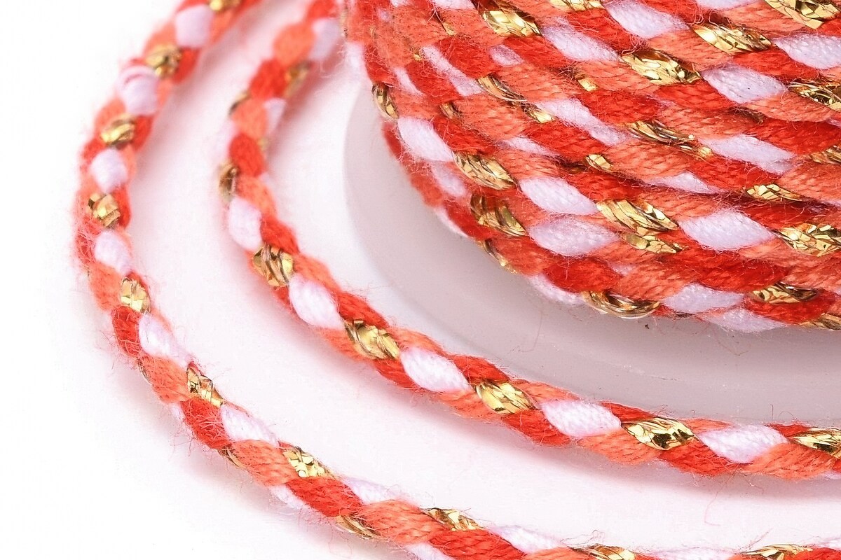 Rola ata Macrame din bumbac cu 4 fire, grosime 1,5mm, rola de aprox. 4m - corai auriu